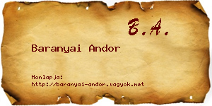 Baranyai Andor névjegykártya